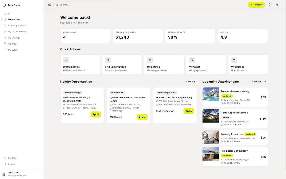 Dashboard, light theme